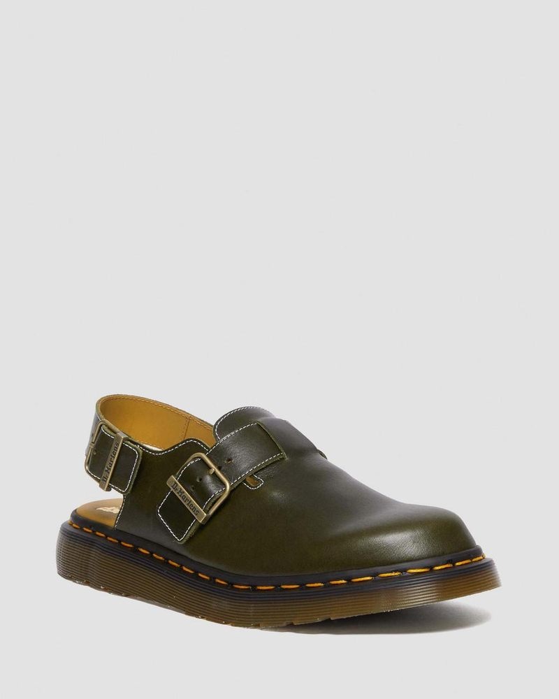 Dark Green Dr Martens Jorge Made in England Classic Leather Slingback Mules Sandals | BR08-V1RA