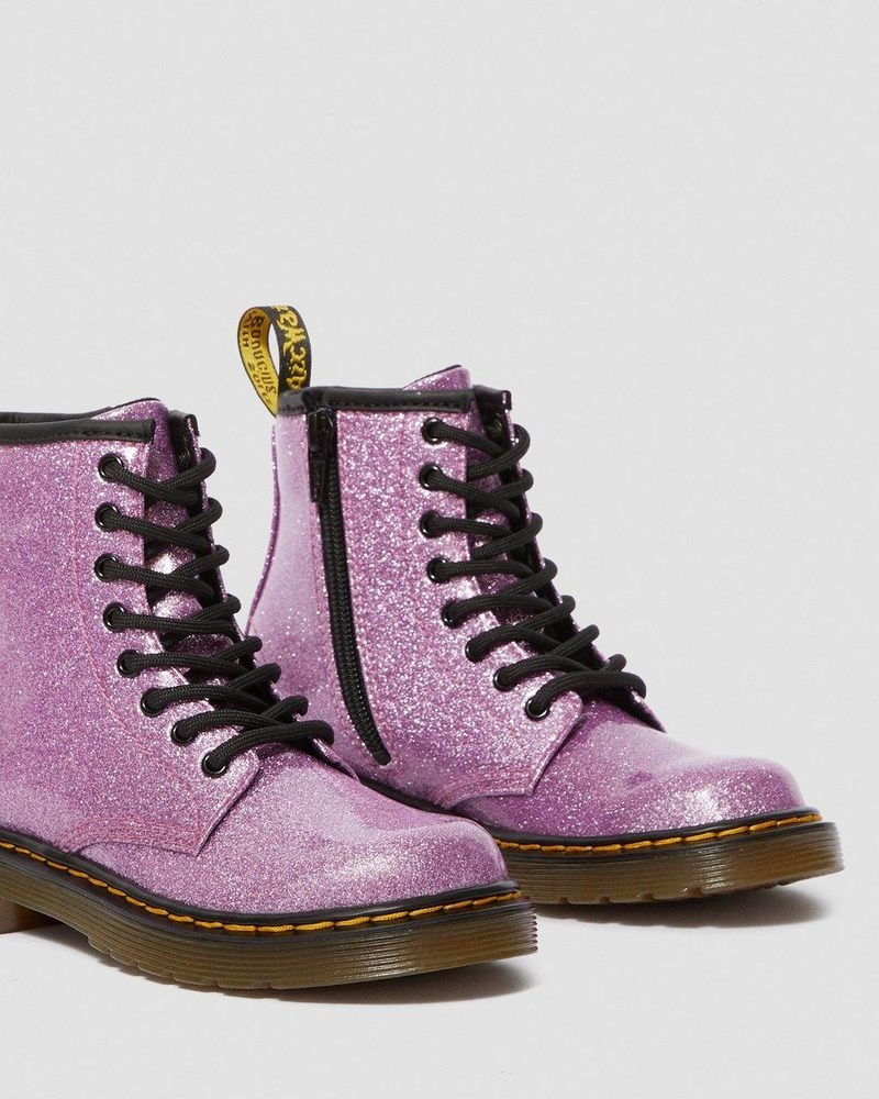 Dark Pink Dr Martens Junior 1460 Glitter Lace Up Boots (Coated Glitter) Boots | QG42-U6FE