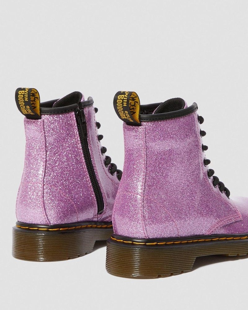 Dark Pink Dr Martens Junior 1460 Glitter Lace Up Boots (Coated Glitter) Boots | QG42-U6FE