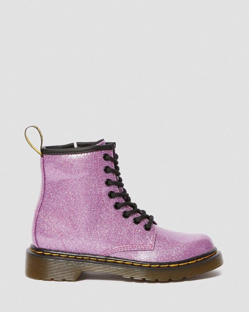 Dark Pink Dr Martens Junior 1460 Glitter Lace Up Boots (Coated Glitter) Boots | QG42-U6FE