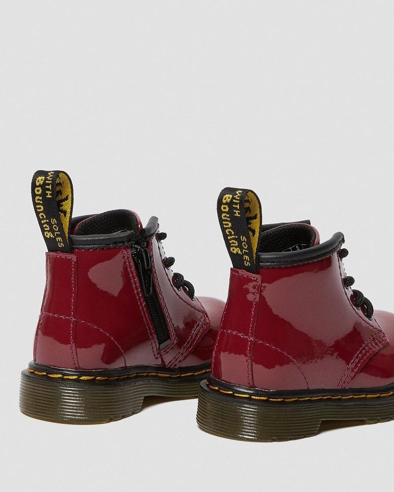 Dark Red Dr Martens Infant 1460 Patent Leather Lace Up Boots (Patent Leather) Boots | VG42-U3CC