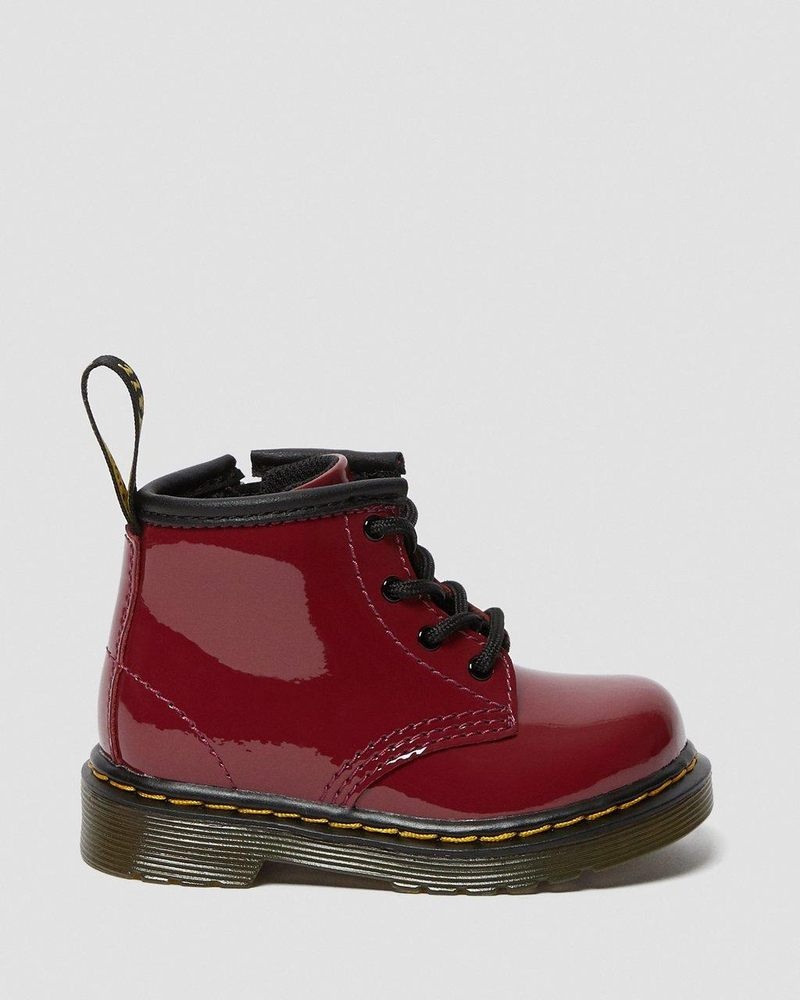 Dark Red Dr Martens Infant 1460 Patent Leather Lace Up Boots (Patent Leather) Boots | VG42-U3CC