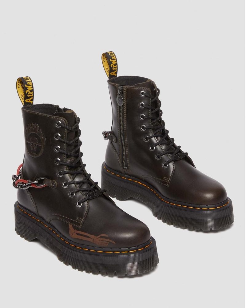 Dark Taupe Dr Martens Jadon Boot WB Mad Max Leather Platforms (Orleans) Platforms Boots | ND51-P3VM