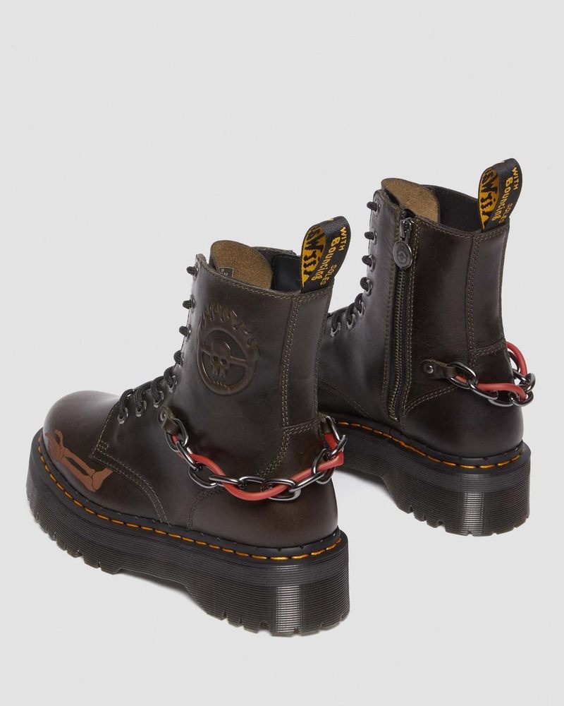 Dark Taupe Dr Martens Jadon Boot WB Mad Max Leather Platforms (Orleans) Platforms Boots | ND51-P3VM