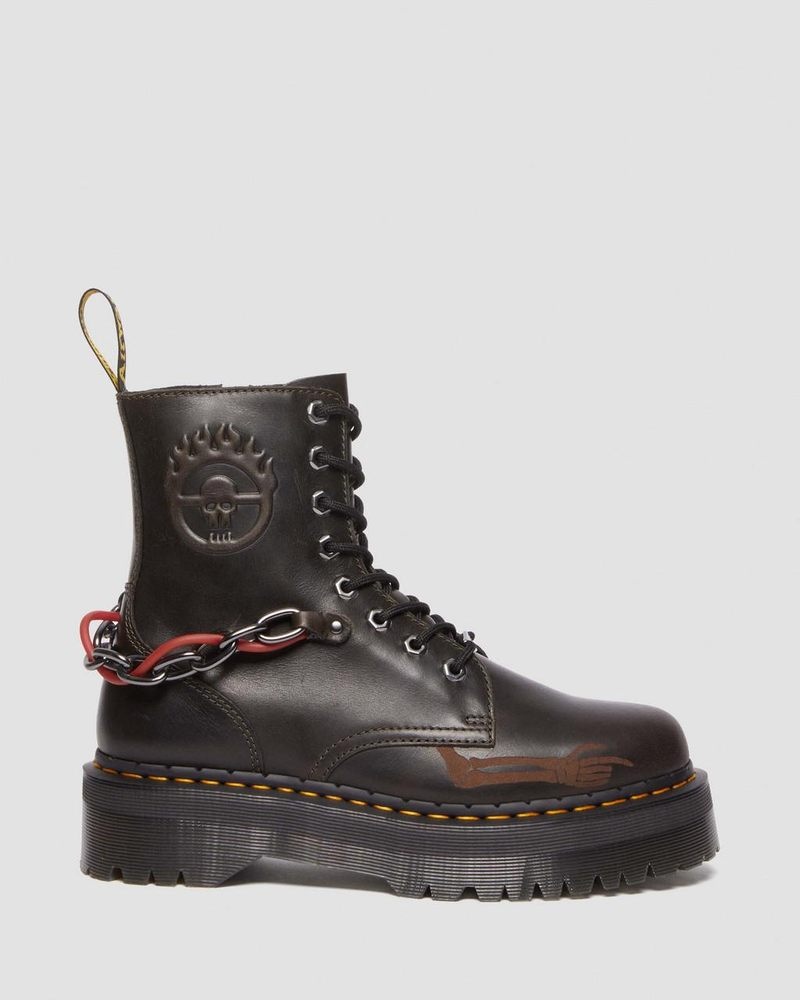 Dark Taupe Dr Martens Jadon Boot WB Mad Max Leather Platforms (Orleans) Platforms Boots | ND51-P3VM