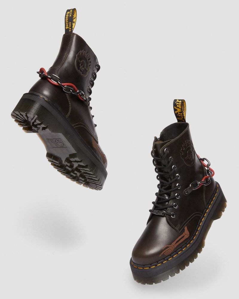 Dark Taupe Dr Martens Jadon Boot WB Mad Max Leather Platforms (Orleans) Platforms Boots | ND51-P3VM