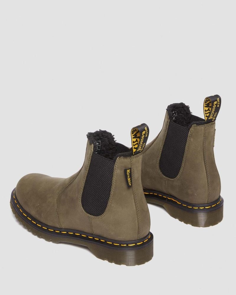 Dms Olive Dr Martens 2976 Fleece Lined Leather Chelsea Boots (Archive Pull Up) Boots | YZ79-E0YO