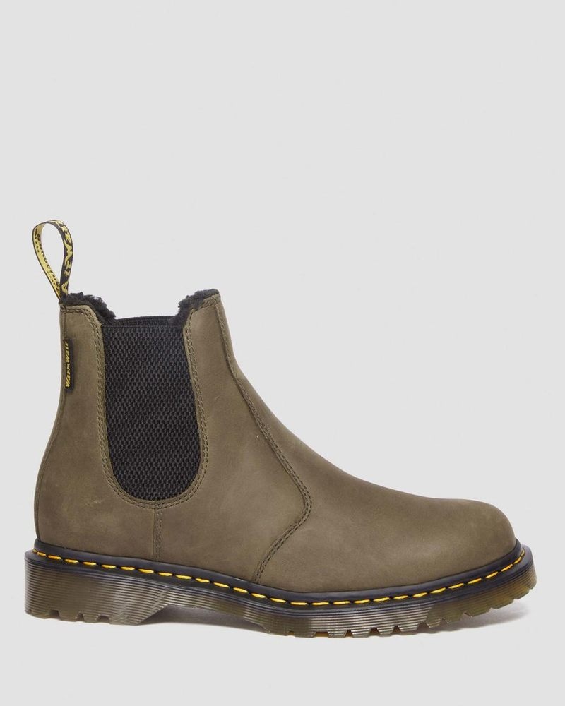 Dms Olive Dr Martens 2976 Fleece Lined Leather Chelsea Boots (Archive Pull Up) Boots | YZ79-E0YO