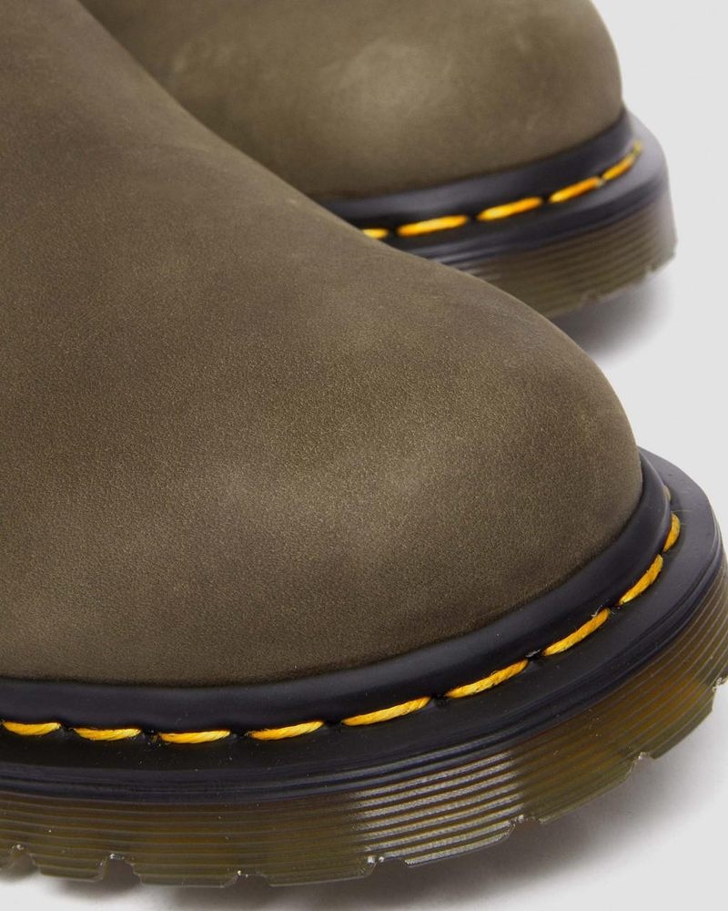 Dms Olive Dr Martens 2976 Fleece Lined Leather Chelsea Boots (Archive Pull Up) Boots | YZ79-E0YO