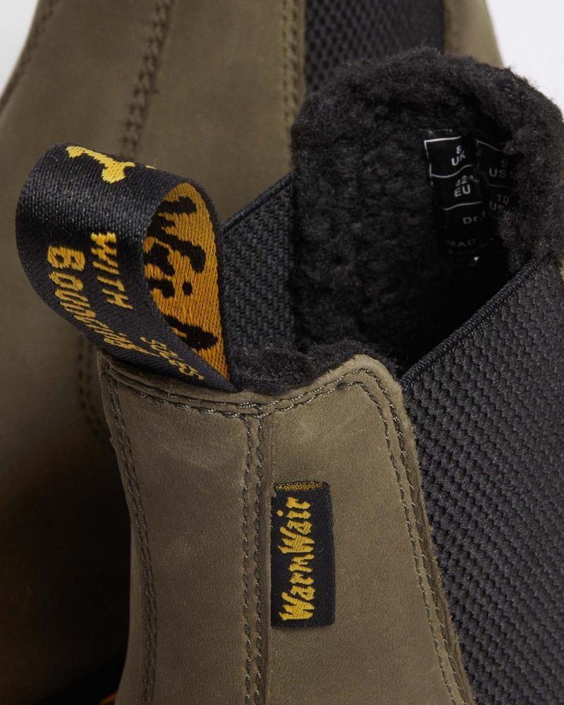 Dms Olive Dr Martens 2976 Fleece Lined Leather Chelsea Boots (Archive Pull Up) Boots | TZ16-R1OY