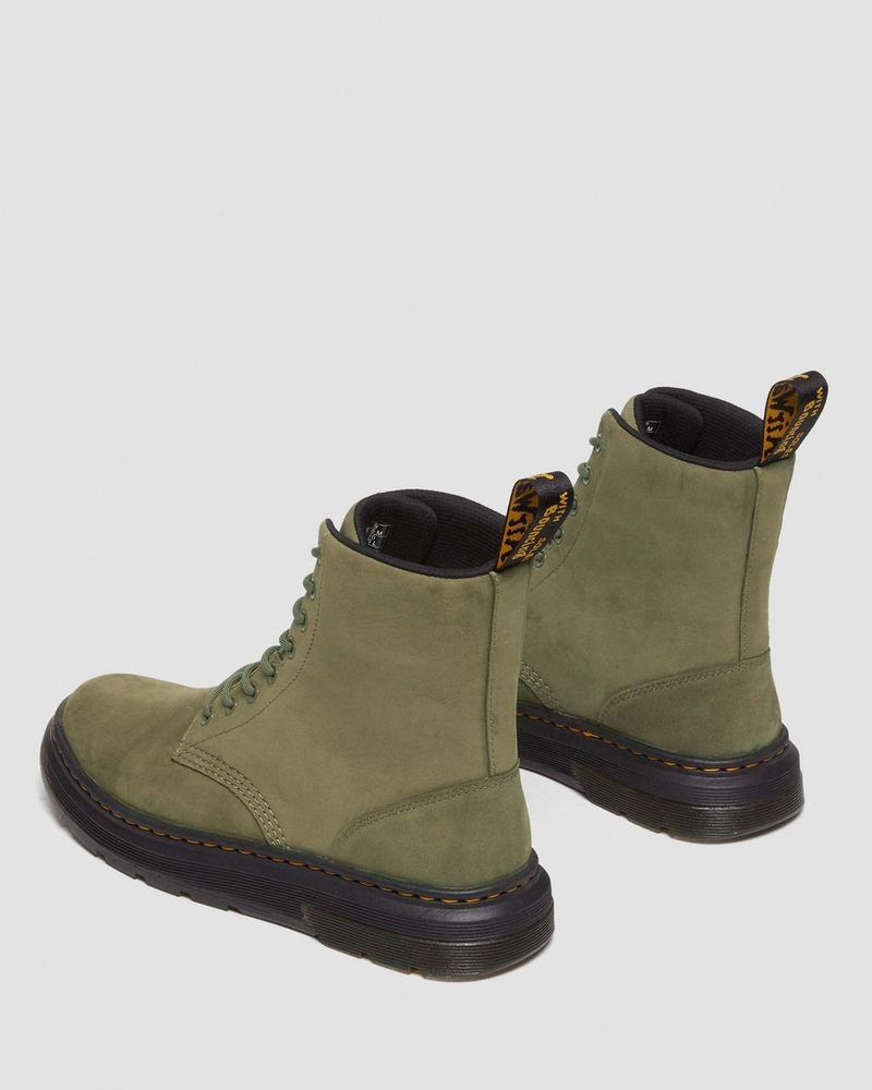 Dms Olive Dr Martens Crewson Nubuck Leather Everyday Boots (Buffbuck) Boots | JJ22-Q0GH