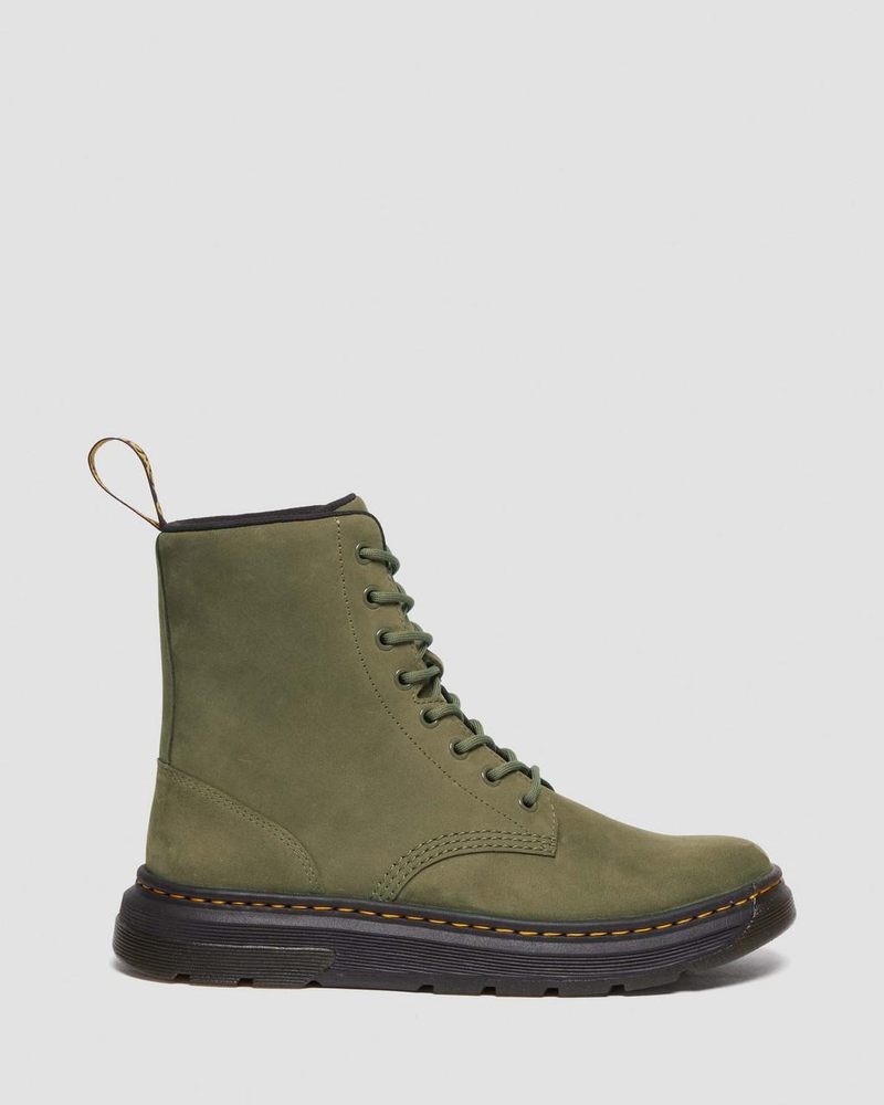 Dms Olive Dr Martens Crewson Nubuck Leather Everyday Boots (Buffbuck) Boots | JJ22-Q0GH