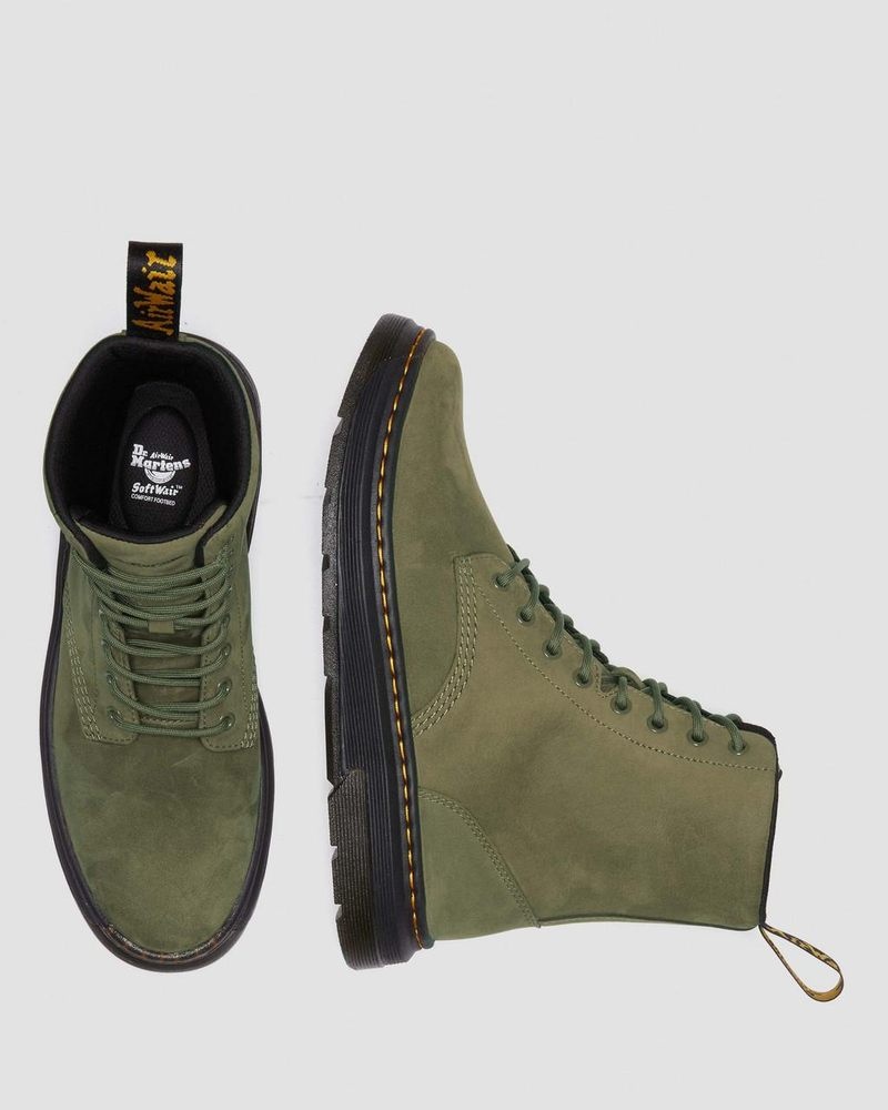 Dms Olive Dr Martens Crewson Nubuck Leather Everyday Boots (Buffbuck) Boots | JJ22-Q0GH