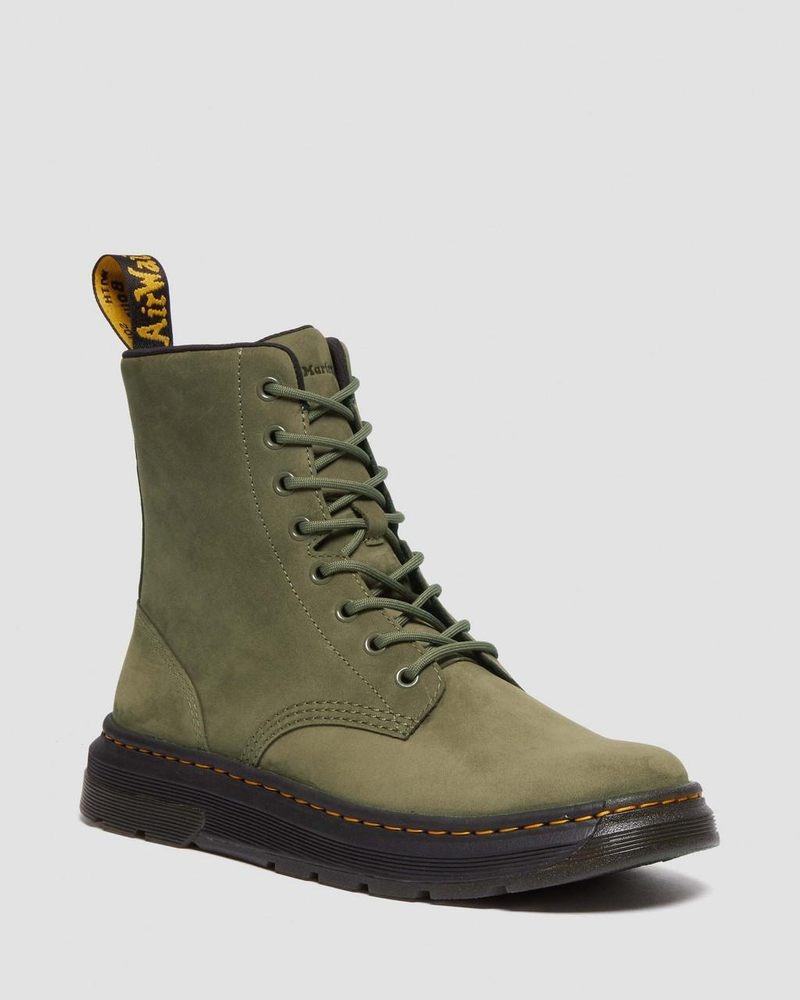 Dms Olive Dr Martens Crewson Nubuck Leather Everyday Boots (Buffbuck) Boots | JJ22-Q0GH