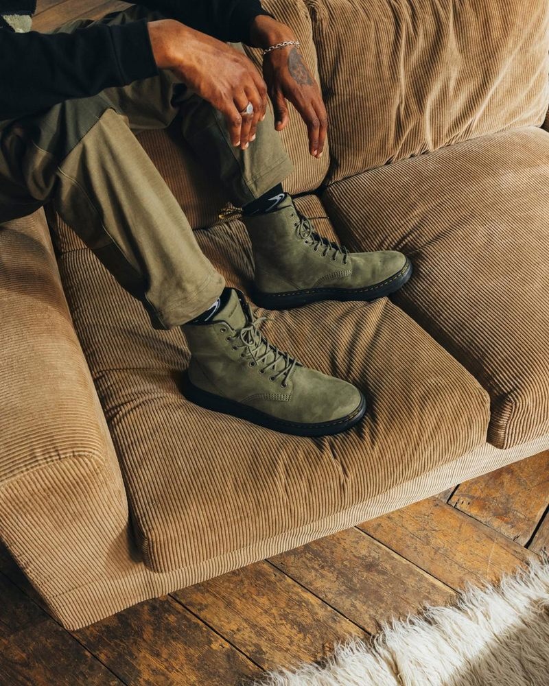 Dms Olive Dr Martens Crewson Nubuck Leather Everyday Boots (Buffbuck) Boots | KP62-W6EM