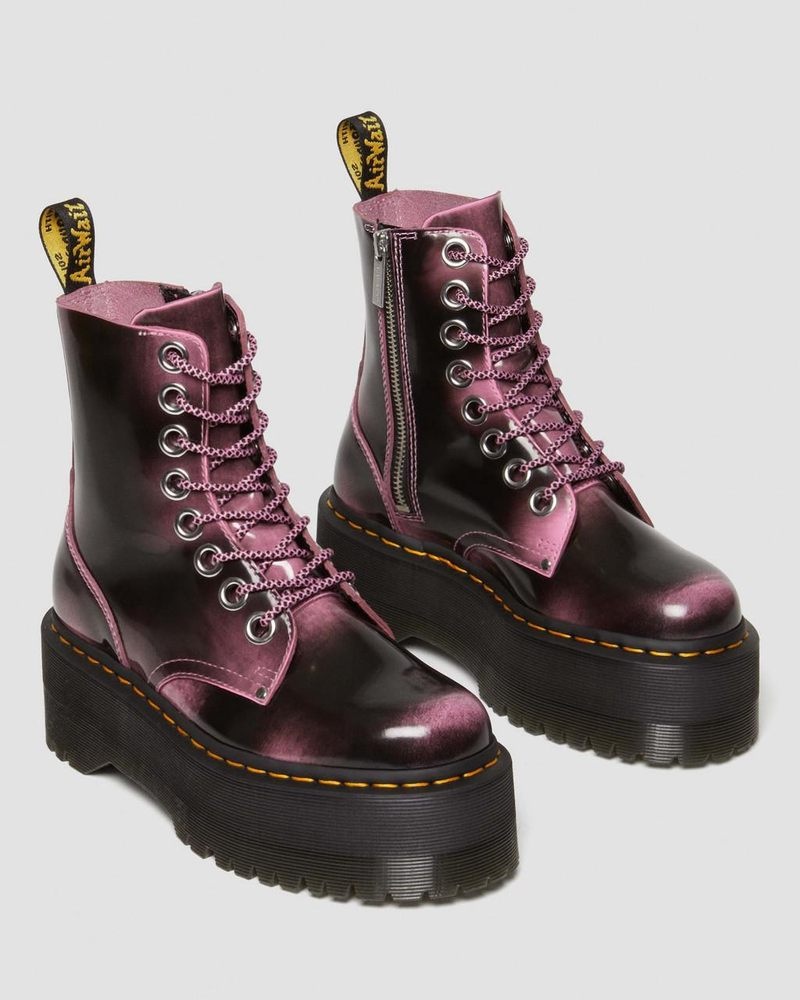 Fondant Pink Dr Martens Jadon Max Boot Distressed Leather Platforms (Arcadia) Platforms Boots | IP32-Q2QV