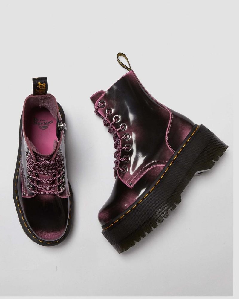 Fondant Pink Dr Martens Jadon Max Boot Distressed Leather Platforms (Arcadia) Platforms Boots | IP32-Q2QV