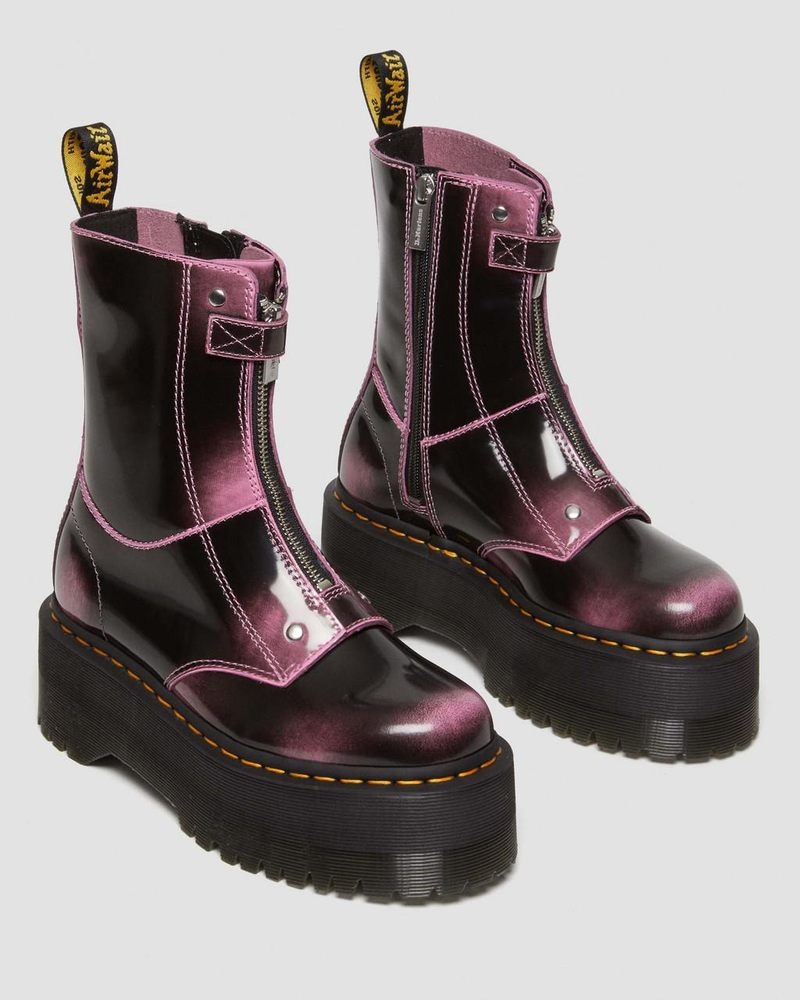 Fondant Pink Dr Martens Jetta Hi Max Distressed Leather Platform Boots (Arcadia) Platforms Boots | FF27-A7EJ