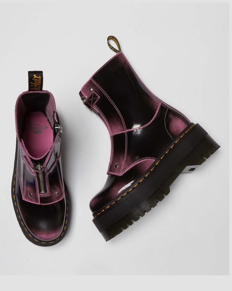 Fondant Pink Dr Martens Jetta Hi Max Distressed Leather Platform Boots (Arcadia) Platforms Boots | FF27-A7EJ