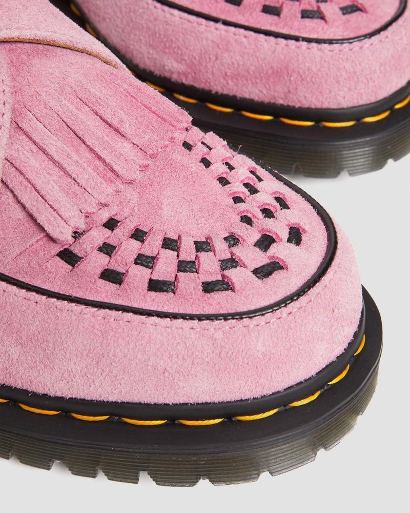 Fondant Pink Dr Martens Ramsey Suede Kiltie Buckle Creepers (Desert Oasis Suede) Shoes | QL39-T3QJ