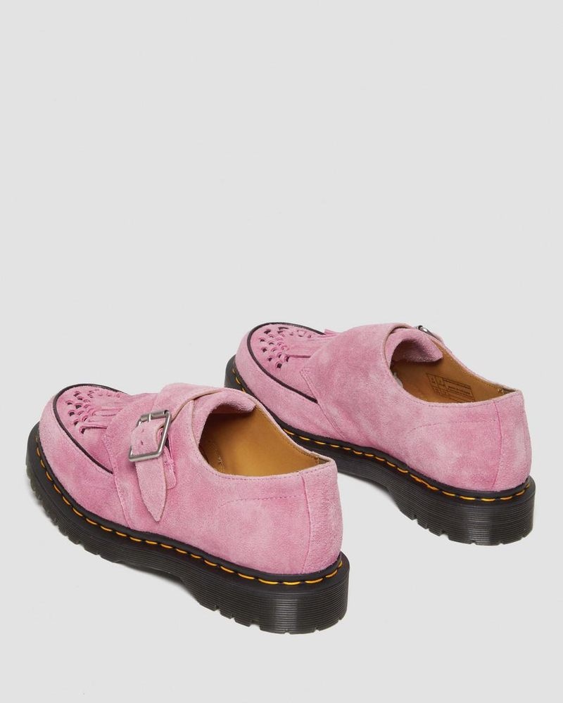 Fondant Pink Dr Martens Ramsey Suede Kiltie Buckle Creepers (Desert Oasis Suede) Shoes | QL39-T3QJ