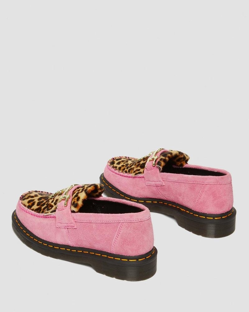 Fondant Pink / Leopard Dr Martens Adrian Hair-On Leopard Snaffle Loafers (Hair On+Desert Oasis Suede) Shoes | FP49-B0GN