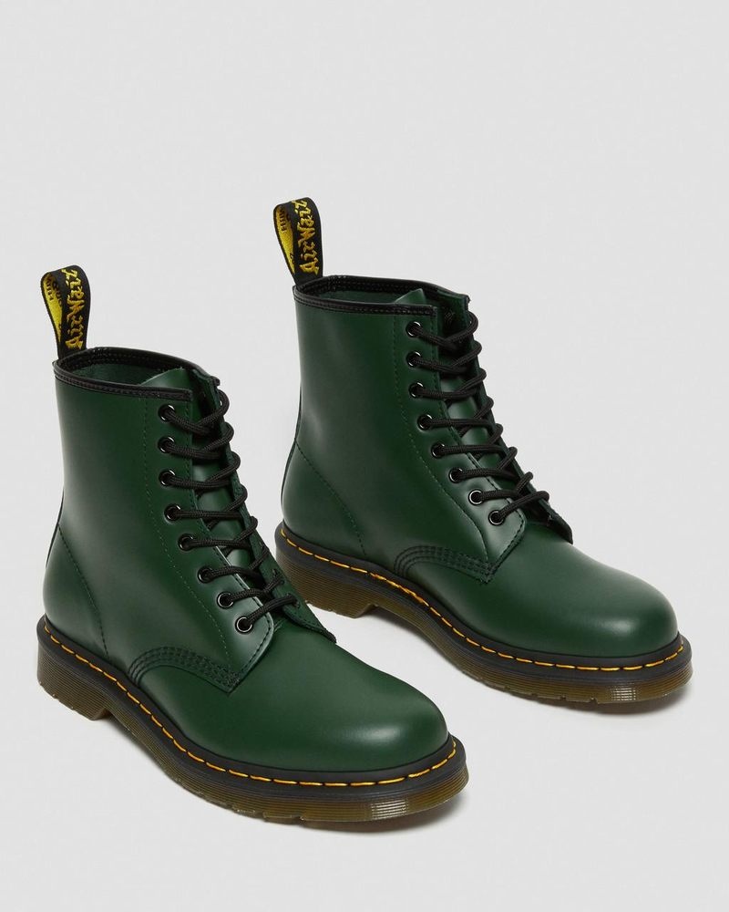 Green Dr Martens 1460 Smooth Leather Lace Up Boots (Smooth Leather) Boots | ND05-U7UV