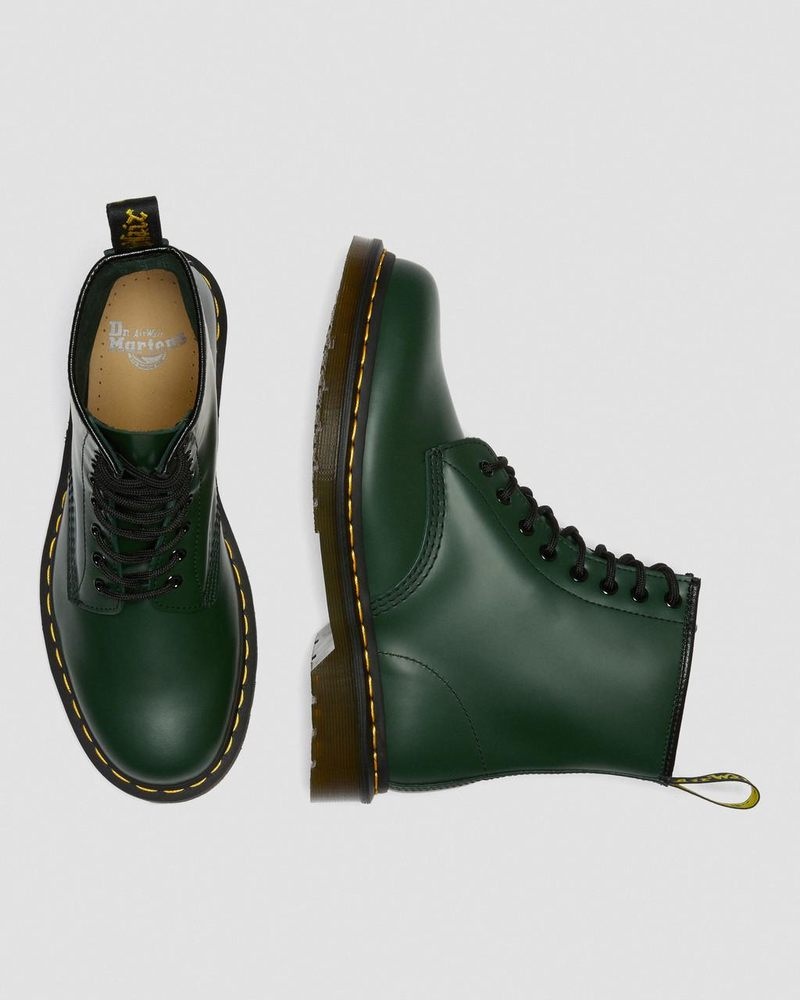 Green Dr Martens 1460 Smooth Leather Lace Up Boots (Smooth Leather) Boots | ND05-U7UV