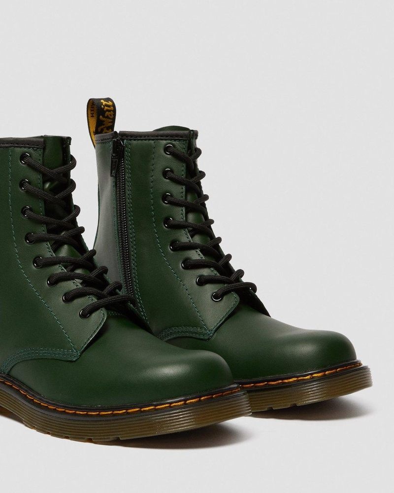 Green Dr Martens Youth 1460 Leather Lace Up Boots (Romario) Boots | ZK45-C2HR