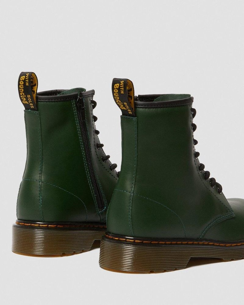 Green Dr Martens Youth 1460 Leather Lace Up Boots (Romario) Boots | ZK45-C2HR