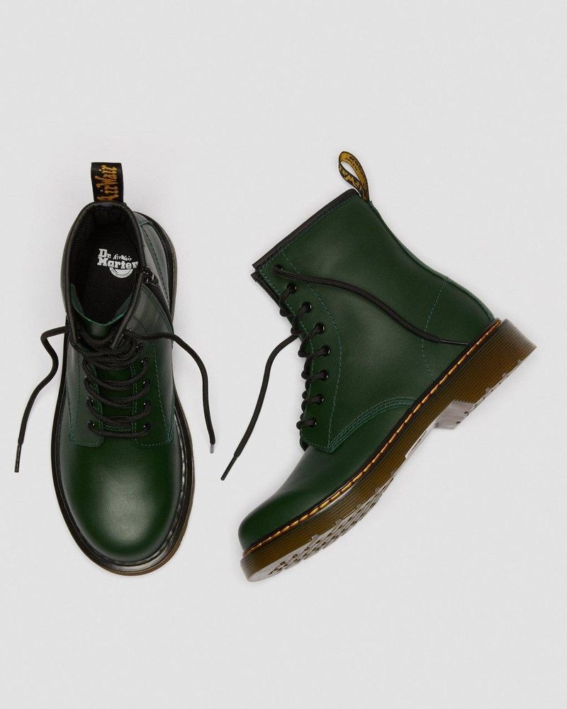 Green Dr Martens Youth 1460 Leather Lace Up Boots (Romario) Boots | ZK45-C2HR