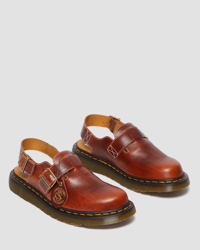 Heritage Tan Dr Martens Jorge Made in England Classic Leather Slingback Mules Sandals | NW98-E0ZQ