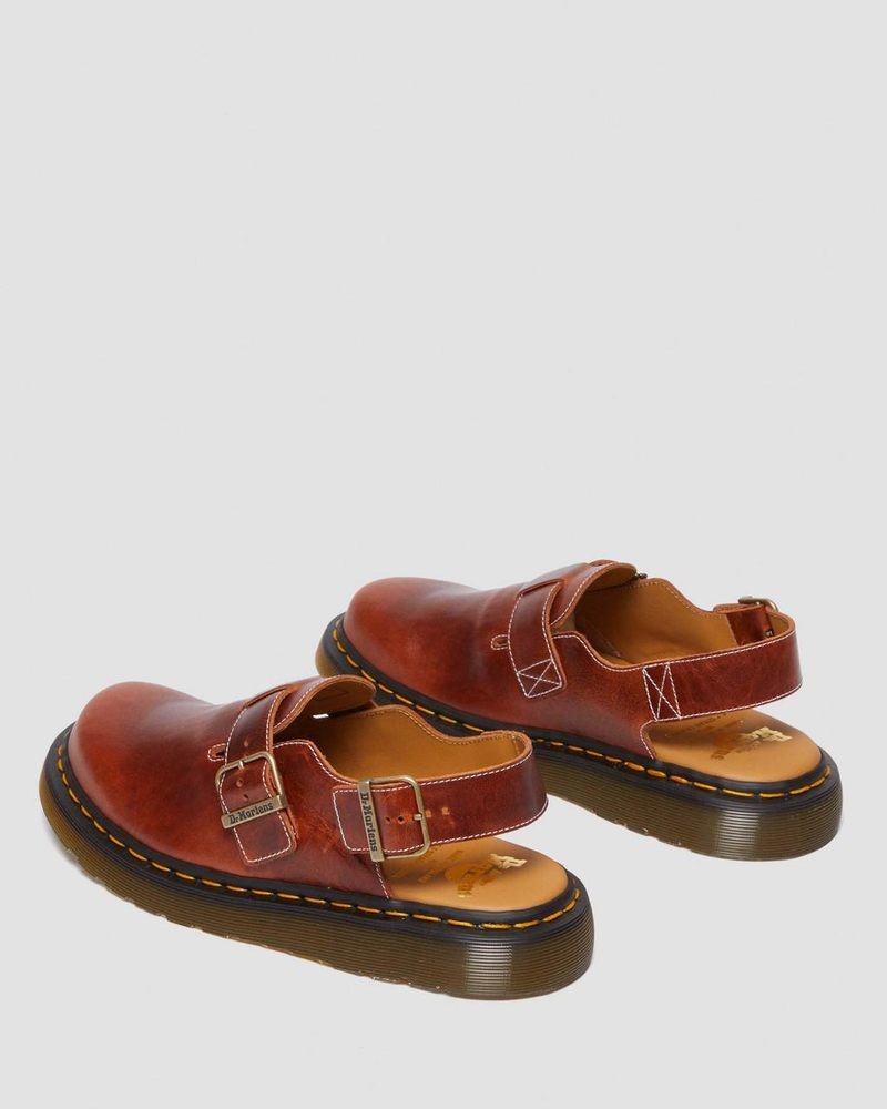 Heritage Tan Dr Martens Jorge Made in England Classic Leather Slingback Mules Sandals | NW98-E0ZQ