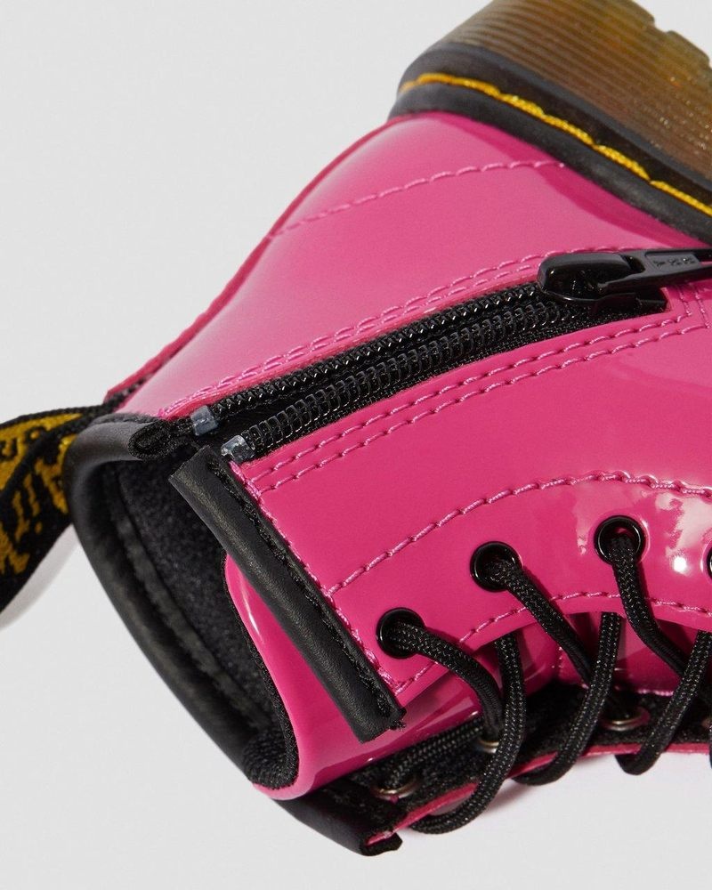 Hot Pink Dr Martens Infant 1460 Patent Leather Lace Up Boots (Patent Leather) Boots | VC63-N3TB