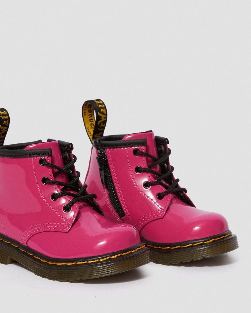 Hot Pink Dr Martens Infant 1460 Patent Leather Lace Up Boots (Patent Leather) Boots | VC63-N3TB