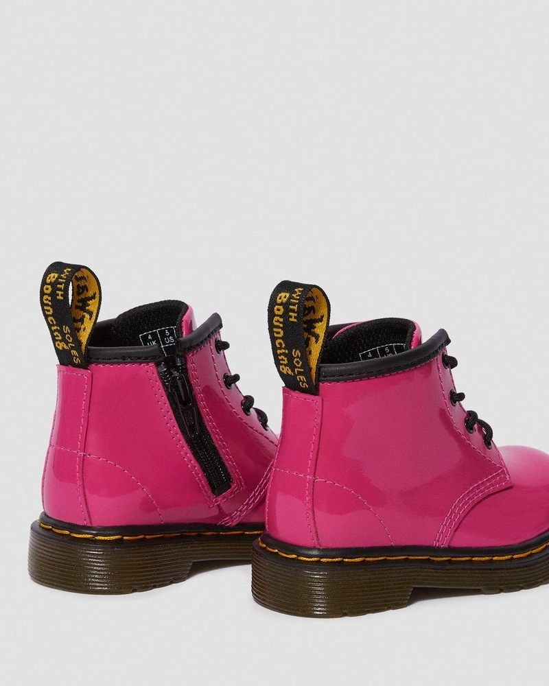 Hot Pink Dr Martens Infant 1460 Patent Leather Lace Up Boots (Patent Leather) Boots | VC63-N3TB