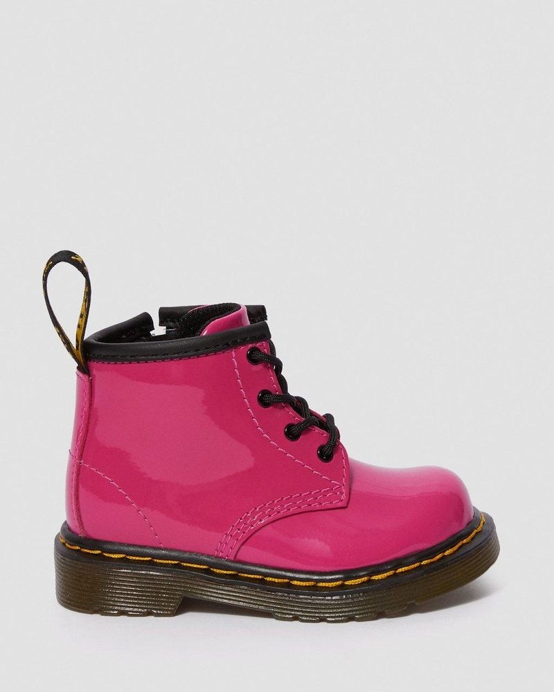 Hot Pink Dr Martens Infant 1460 Patent Leather Lace Up Boots (Patent Leather) Boots | VC63-N3TB