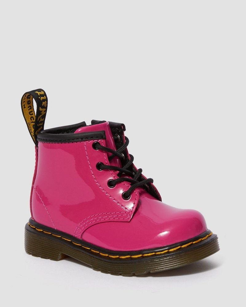 Hot Pink Dr Martens Infant 1460 Patent Leather Lace Up Boots (Patent Leather) Boots | VC63-N3TB