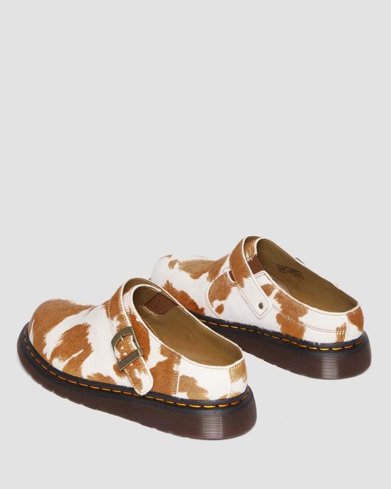 Jersey Cow Print Dr Martens Isham Hair-On Cow Print Slingback Mules (Hair On) Sandals | ZS17-J9NV