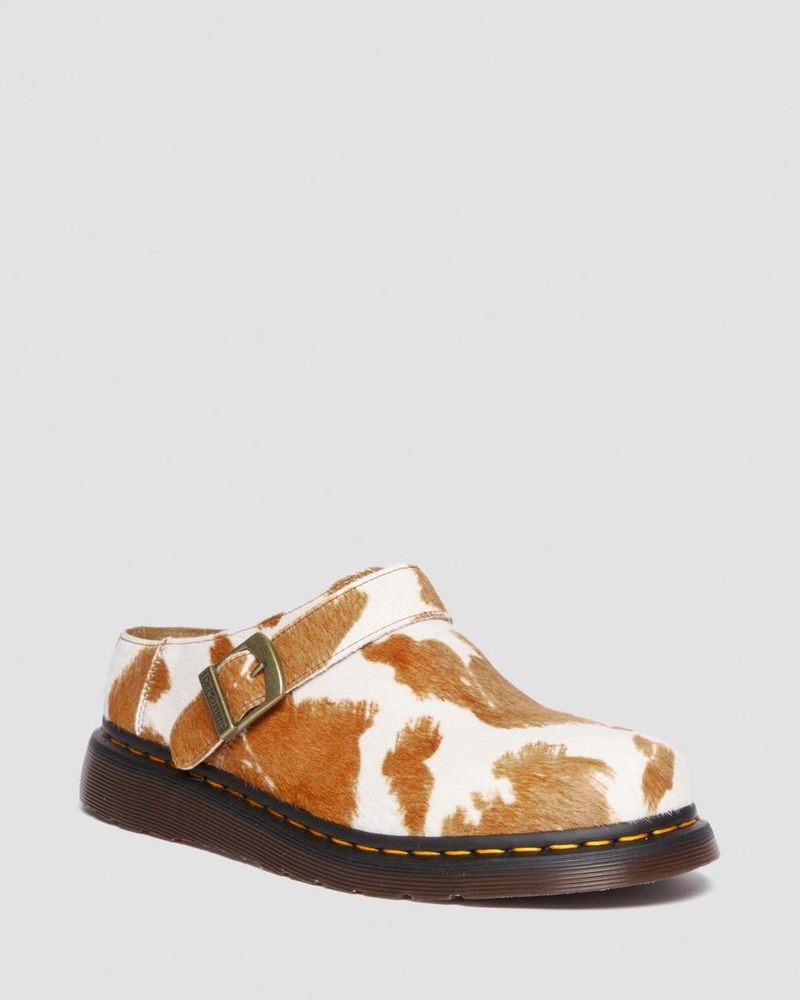 Jersey Cow Print Dr Martens Isham Hair-On Cow Print Slingback Mules (Hair On) Sandals | ZS17-J9NV