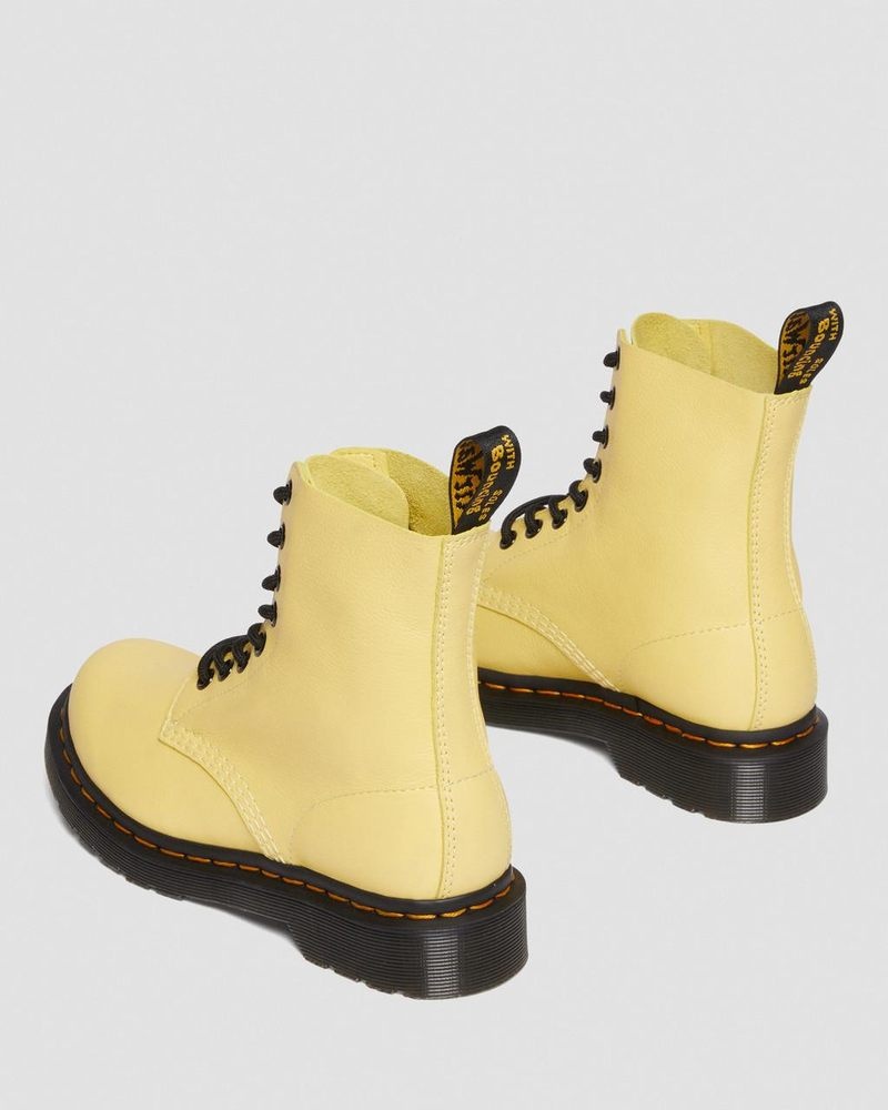 Lemon Yellow Dr Martens 1460 - Pascal Black Eyelet Lace Up Boots (Virginia) Boots | OG89-V4RD