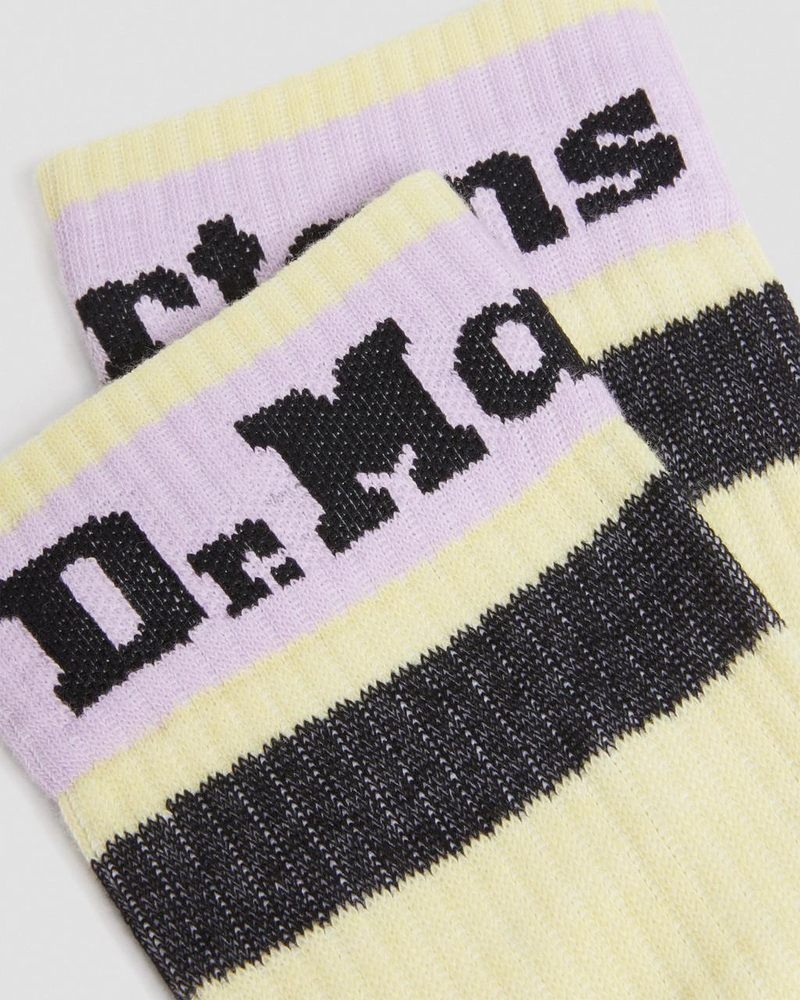 Lemon Yellow Dr Martens Athletic Logo Organic Cotton Blend Socks (Cotton Blend) Socks | KV01-R9WL