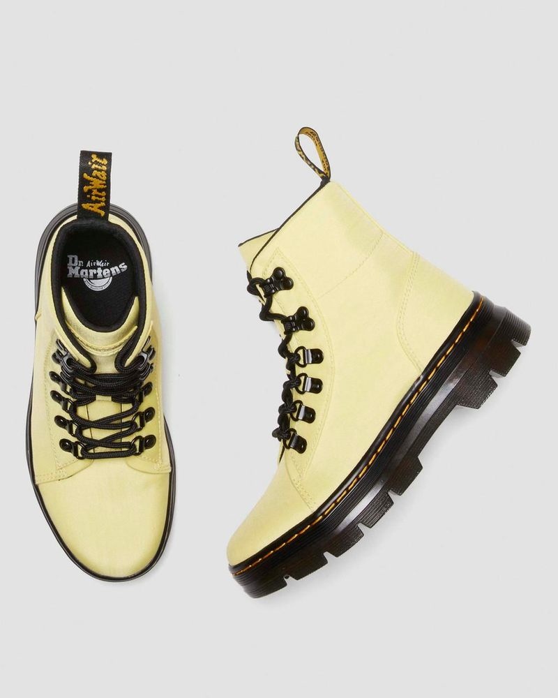 Lemon Yellow Dr Martens Combs - Nylon & Leather Casual Boots (Cyclone Nylon) Boots | VU12-Y2WC