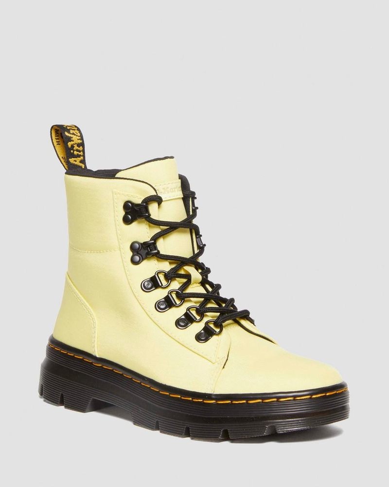 Lemon Yellow Dr Martens Combs - Nylon & Leather Casual Boots (Cyclone Nylon) Boots | VU12-Y2WC