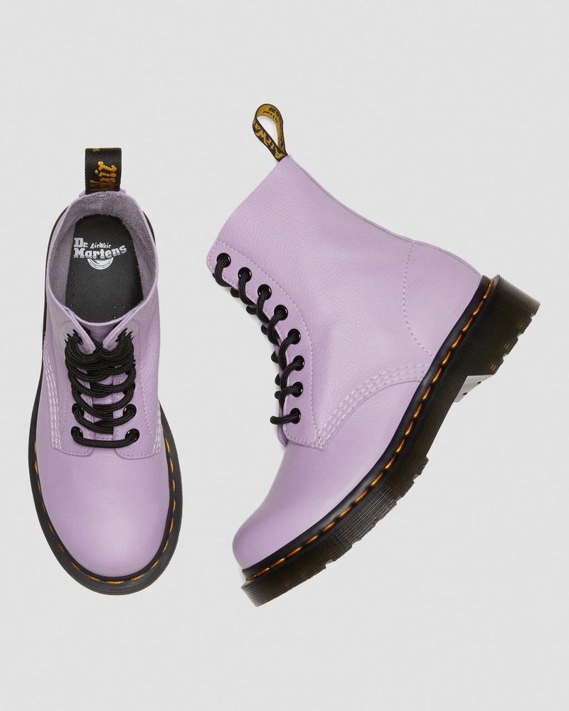 Lilac Dr Martens 1460 - Pascal Black Eyelet Lace Up Boots (Virginia) Boots | MZ93-I1GM