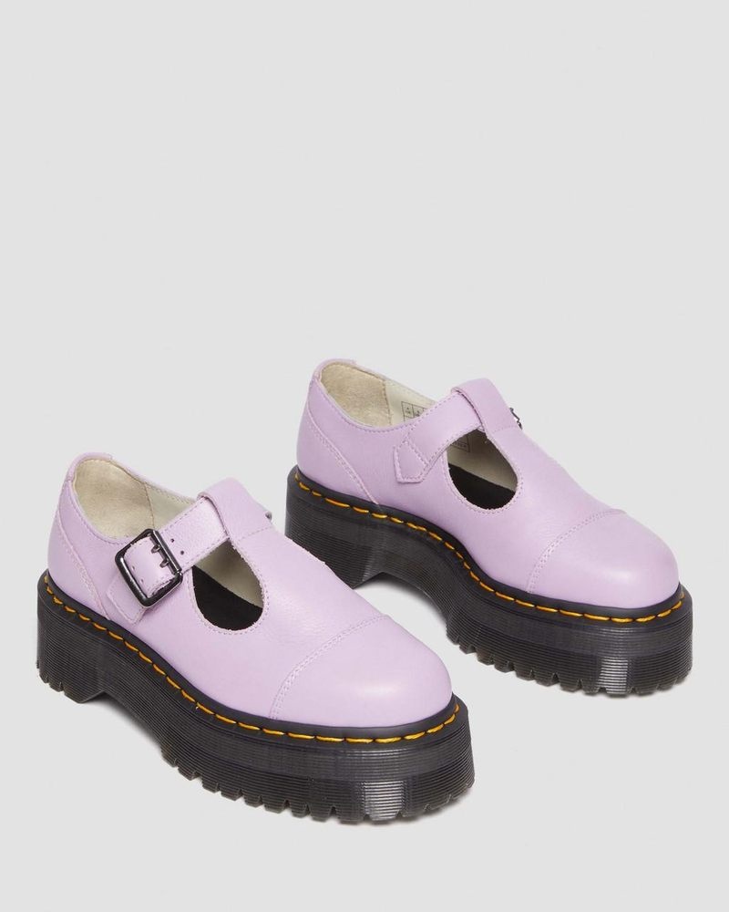 Lilac Dr Martens Bethan Pisa Leather Platform Mary Jane Shoes (Pisa) Shoes | TG04-R0TP