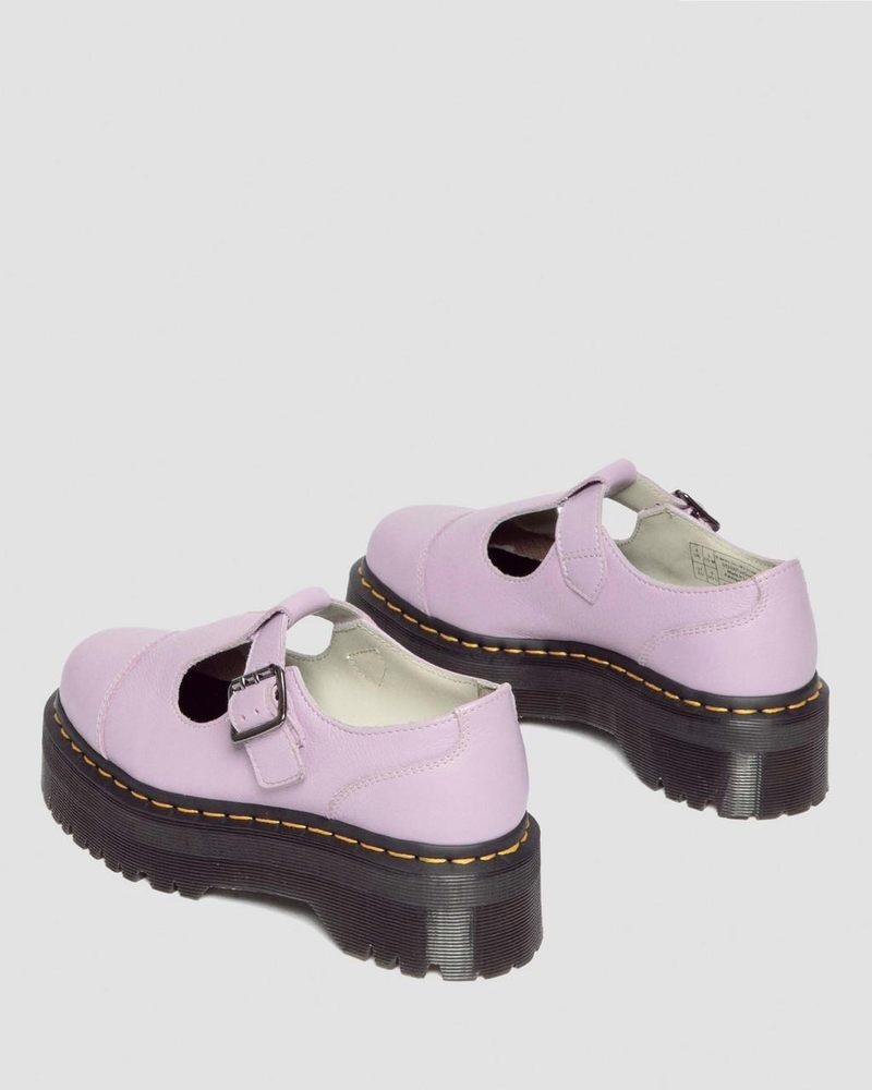 Lilac Dr Martens Bethan Pisa Leather Platform Mary Jane Shoes (Pisa) Shoes | TG04-R0TP