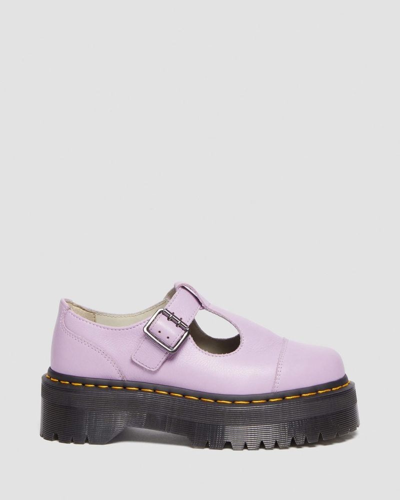 Lilac Dr Martens Bethan Pisa Leather Platform Mary Jane Shoes (Pisa) Shoes | TG04-R0TP