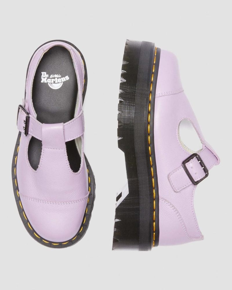 Lilac Dr Martens Bethan Pisa Leather Platform Mary Jane Shoes (Pisa) Shoes | TG04-R0TP