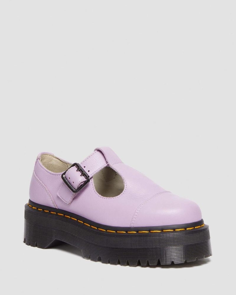 Lilac Dr Martens Bethan Pisa Leather Platform Mary Jane Shoes (Pisa) Shoes | TG04-R0TP